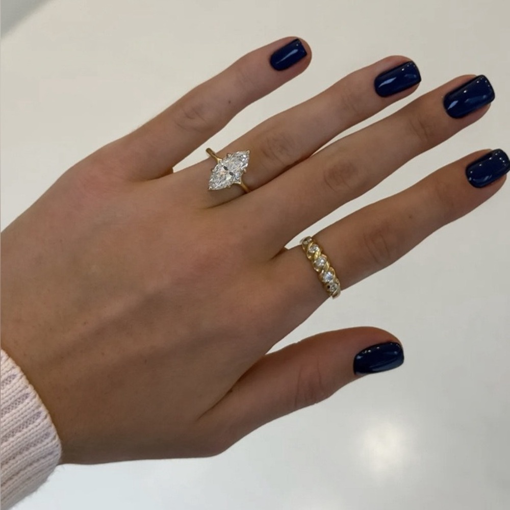 Marquise Cut Solitaire Ring in High Carbon Diamond‎ Size 6 Silver - Picture 4 of 4